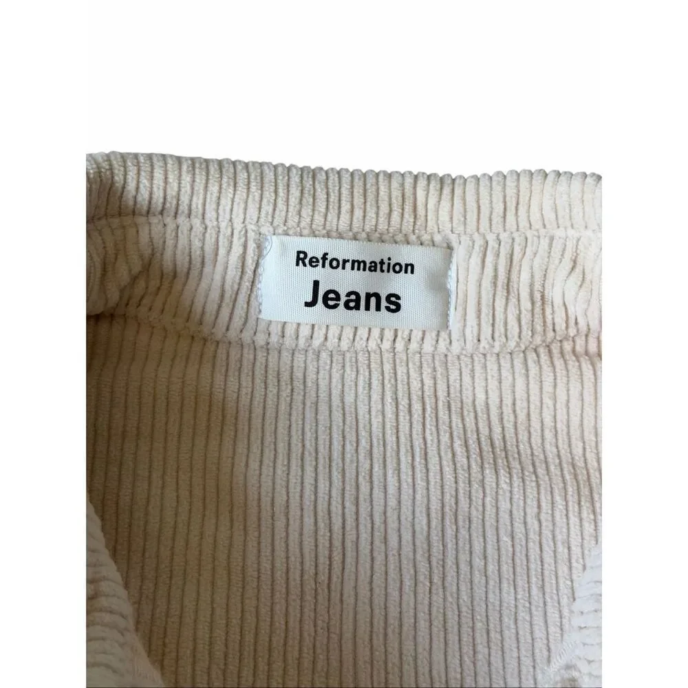Reformation Jeans Corduroy Shacket Jacket Button‎ Front Almond Cream Small
